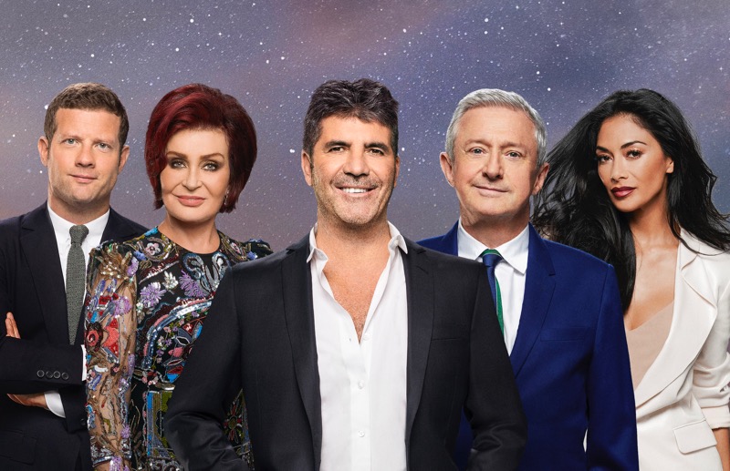 This image is strictly embargoed until 00.01 Tuesday 29th August 2017 From Syco / Thames The X Factor: SR14 on ITV Pictured: Dermot O'Leary, Sharon Osbourne, Simon Cowell, Louis Walsh and Nicole Scherzinger. This photograph is (C) Syco / Thames / ITV Plc and can only be reproduced for editorial purposes directly in connection with the programme or event mentioned above, or ITV plc. Once made available by ITV plc Picture Desk, this photograph can be reproduced once only up until the transmission [TX] date and no reproduction fee will be charged. Any subsequent usage may incur a fee. This photograph must not be manipulated [excluding basic cropping] in a manner which alters the visual appearance of the person photographed deemed detrimental or inappropriate by ITV plc Picture Desk. This photograph must not be syndicated to any other company, publication or website, or permanently archived, without the express written permission of ITV Plc Picture Desk. Full Terms and conditions are available on the website www.itvpictures.co.uk For further information please contact: james.hilder@itv.com / 0207 157 3052